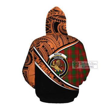 MacFie (McFie) Crest Tartan Cotton Hoodie with Polynesian Vibes Style - Orange Version