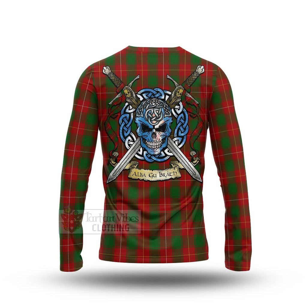 Tartan Vibes Clothing MacFie (McFie) Tartan Long Sleeve T-Shirt with Family Crest Celtic Skull Style