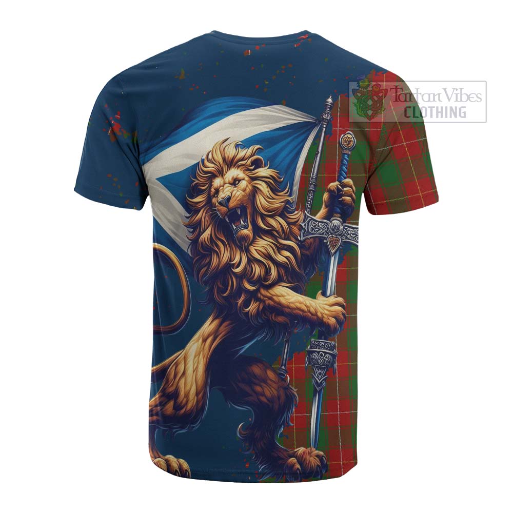 Tartan Vibes Clothing MacFie (McFie) Tartan Family Crest Cotton T-shirt with Scottish Majestic Lion