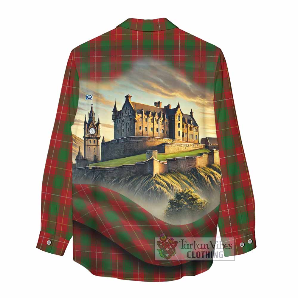 MacFie (McFie) Tartan Family Crest Women's Casual Shirt with Scottish Ancient Castle Style - Tartan Vibes Clothing
