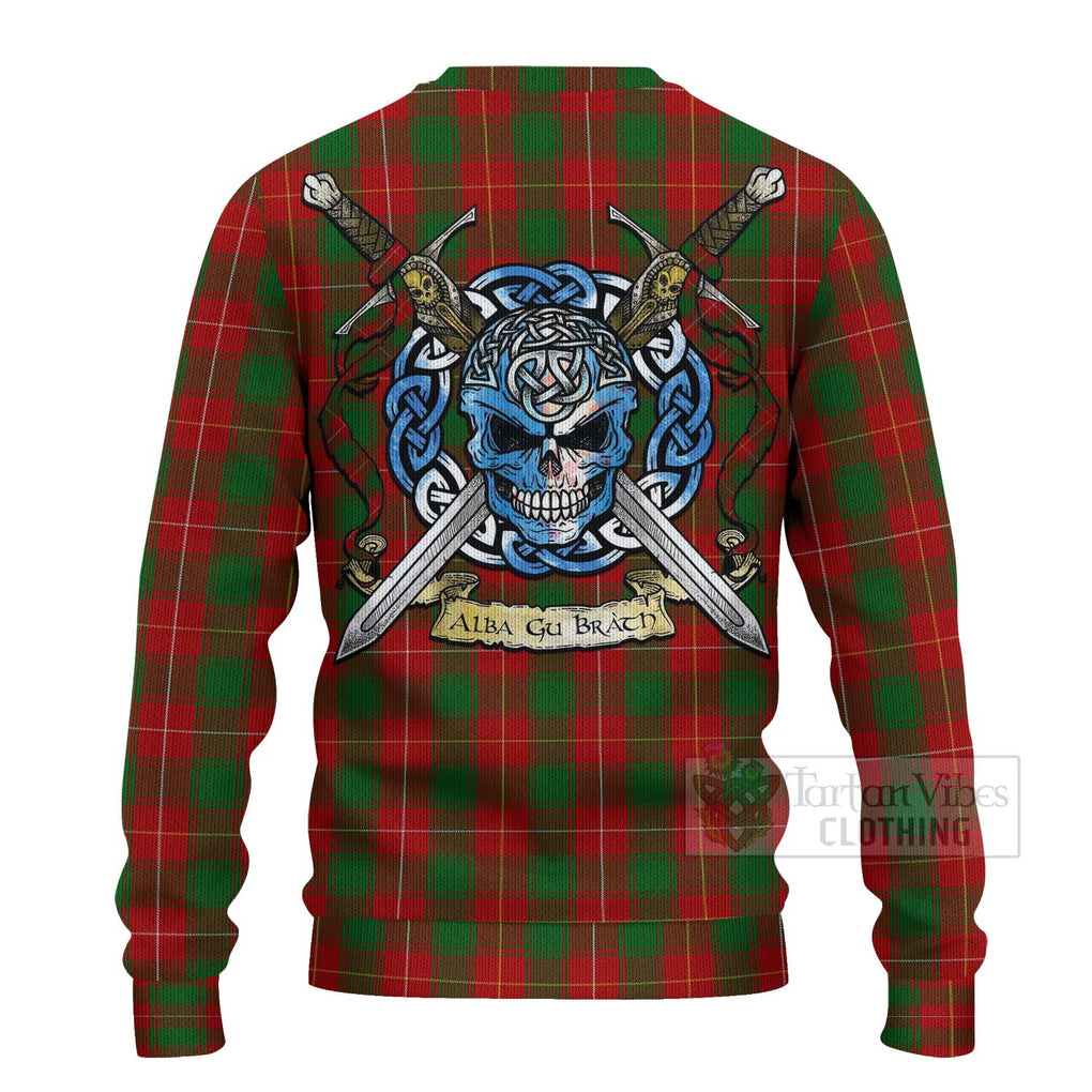 Tartan Vibes Clothing MacFie (McFie) Tartan Knitted Sweater with Family Crest Celtic Skull Style