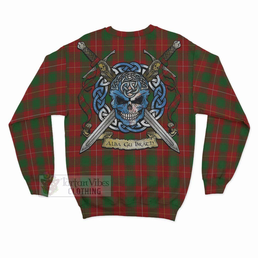 Tartan Vibes Clothing MacFie (McFie) Tartan Sweatshirt with Family Crest Celtic Skull Style