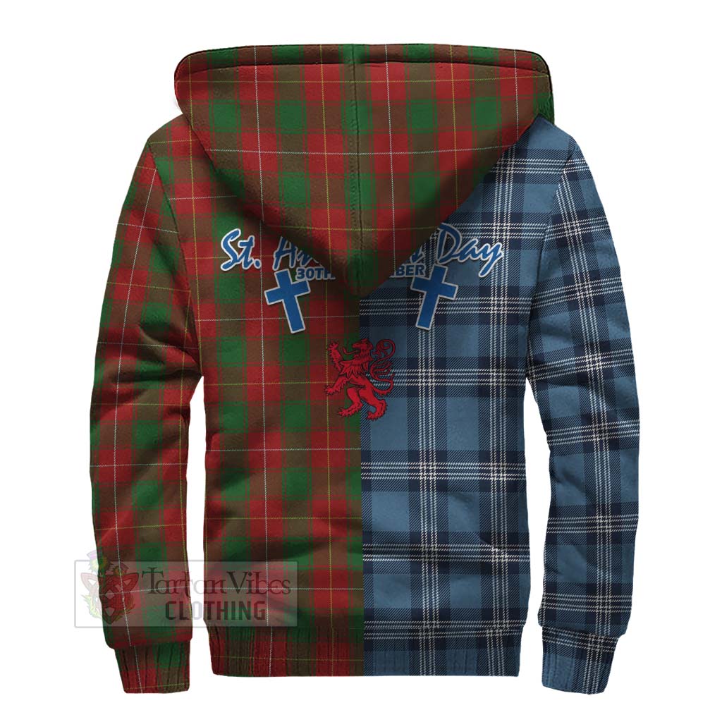 Tartan Vibes Clothing MacFie (McFie) Tartan Sherpa Hoodie Happy St. Andrew's Day Half Tartan Style