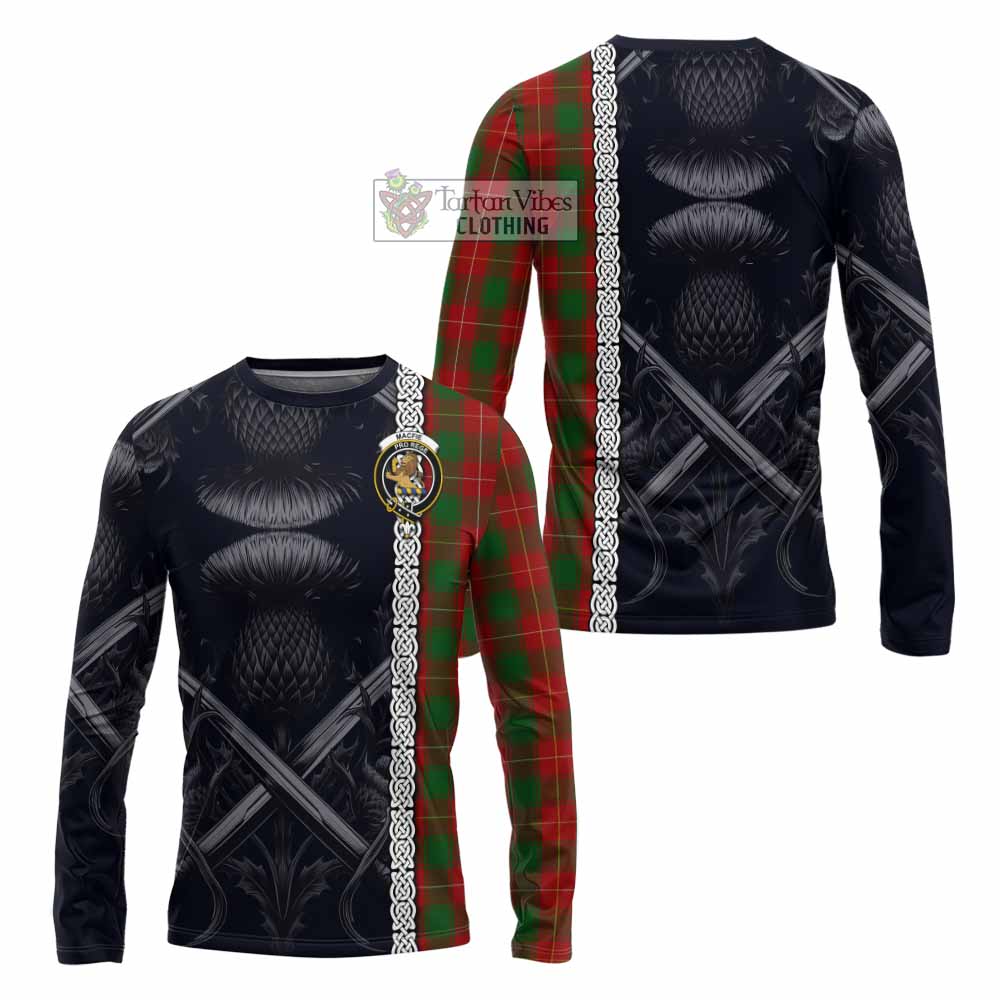 Tartan Vibes Clothing MacFie (McFie) Tartan Long Sleeve T-Shirt with Family Crest Cross Sword Thistle Celtic Vibes