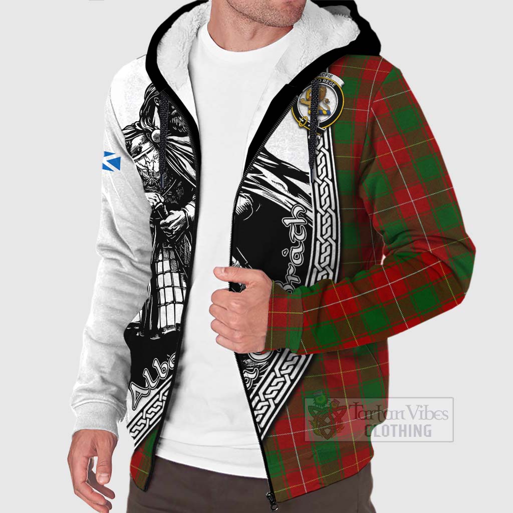 Tartan Vibes Clothing MacFie (McFie) Tartan Clan Crest Sherpa Hoodie with Highlander Warrior Celtic Style