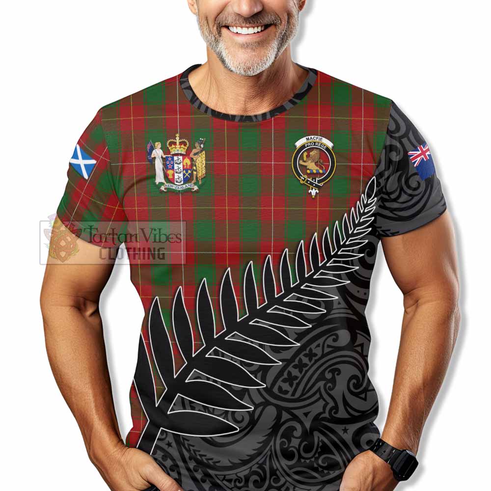 Tartan Vibes Clothing MacFie (McFie) Crest Tartan T-Shirt with New Zealand Silver Fern Half Style