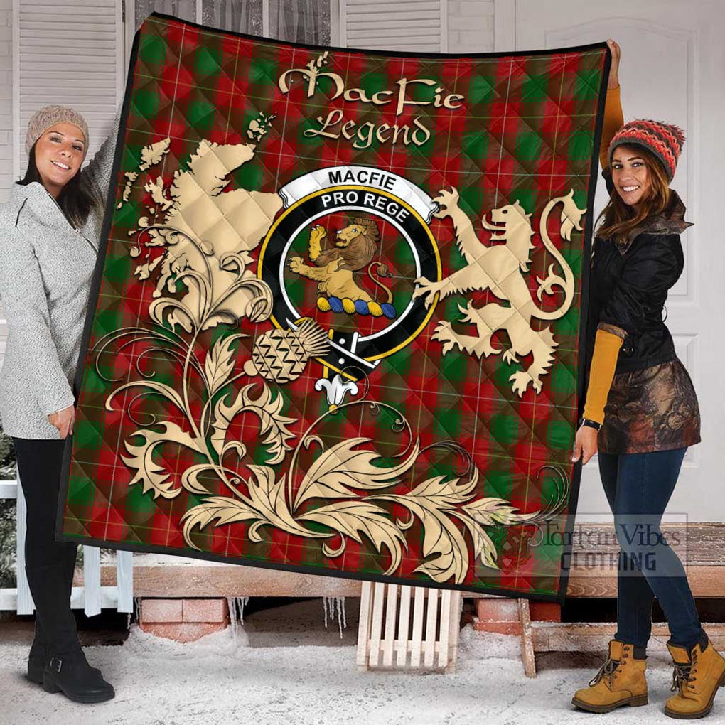 Tartan Vibes Clothing MacFie (McFie) Tartan Quilt with Family Crest and Scottish Symbol Style