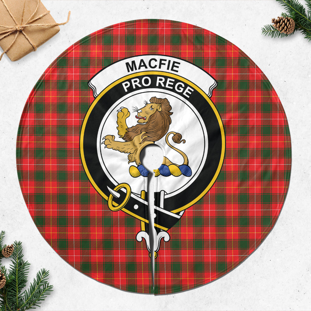 MacFie Modern Tartan Christmas Tree Skirt with Family Crest - Tartanvibesclothing