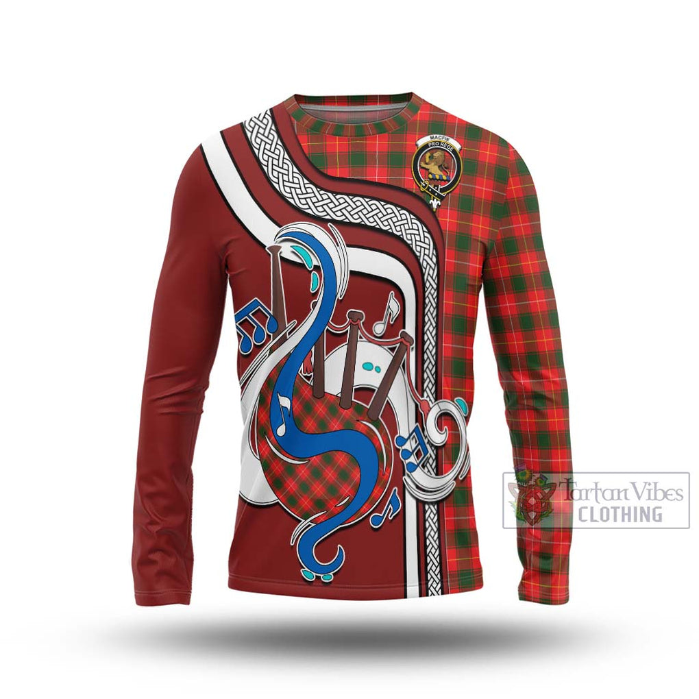 Tartan Vibes Clothing MacFie Modern Tartan Long Sleeve T-Shirt with Epic Bagpipe Style