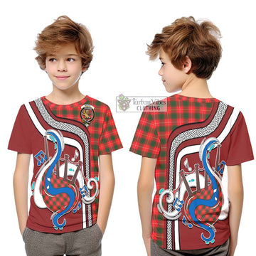 MacFie Modern Tartan Kid T-Shirt with Epic Bagpipe Style