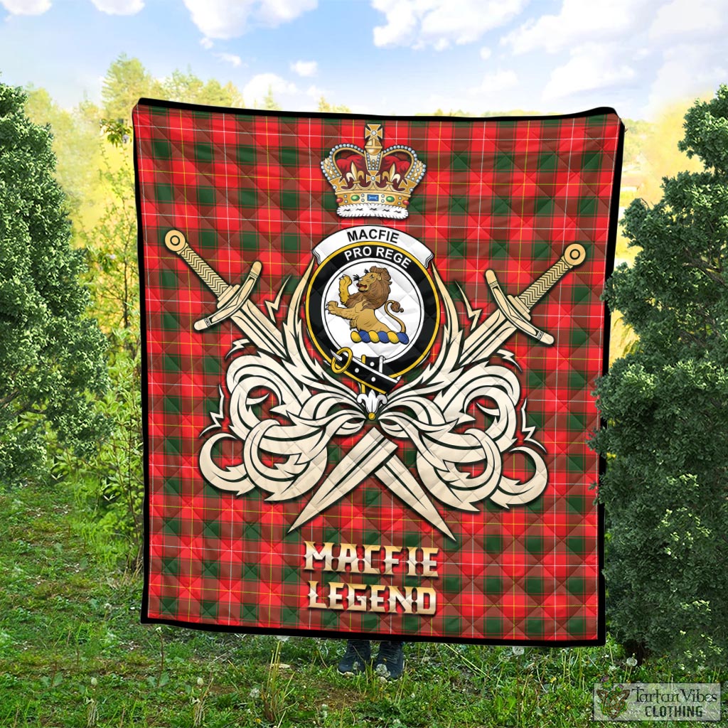 Tartan Vibes Clothing MacFie Modern Tartan Quilt with Clan Crest and the Golden Sword of Courageous Legacy