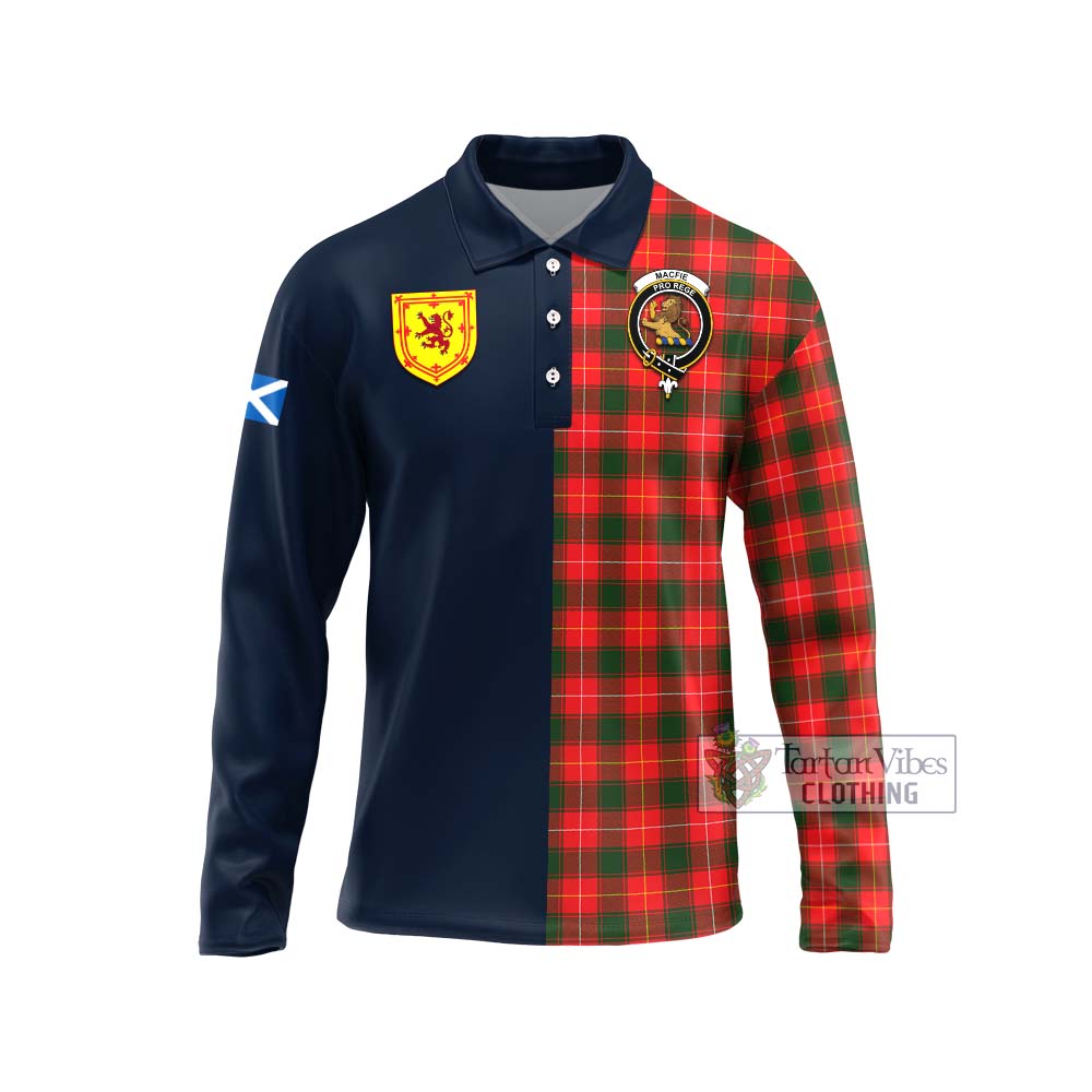 Tartan Vibes Clothing MacFie Modern Tartan Long Sleeve Polo Shirt with Scottish Lion Royal Arm Half Style