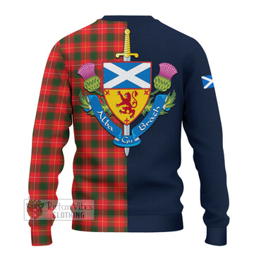 MacFie Modern Tartan Knitted Sweater with Scottish Lion Royal Arm Half Style