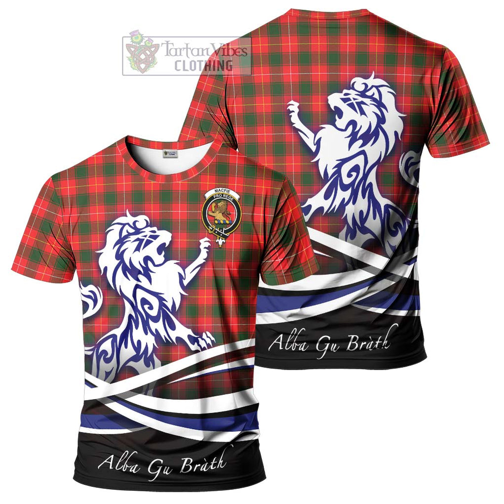 Tartan Vibes Clothing MacFie Modern Tartan Cotton T-shirt with Alba Gu Brath Regal Lion Emblem