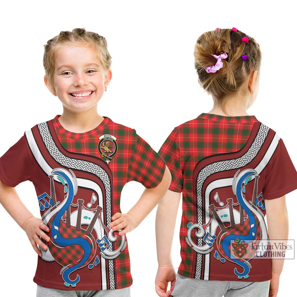 Tartan Vibes Clothing MacFie Modern Tartan Kid T-Shirt with Epic Bagpipe Style