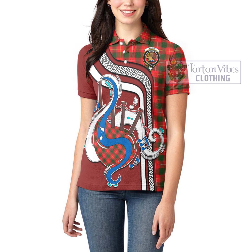 Tartan Vibes Clothing MacFie Modern Tartan Women's Polo Shirt with Epic Bagpipe Style