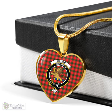 MacFie Modern Tartan Heart Necklace with Family Crest