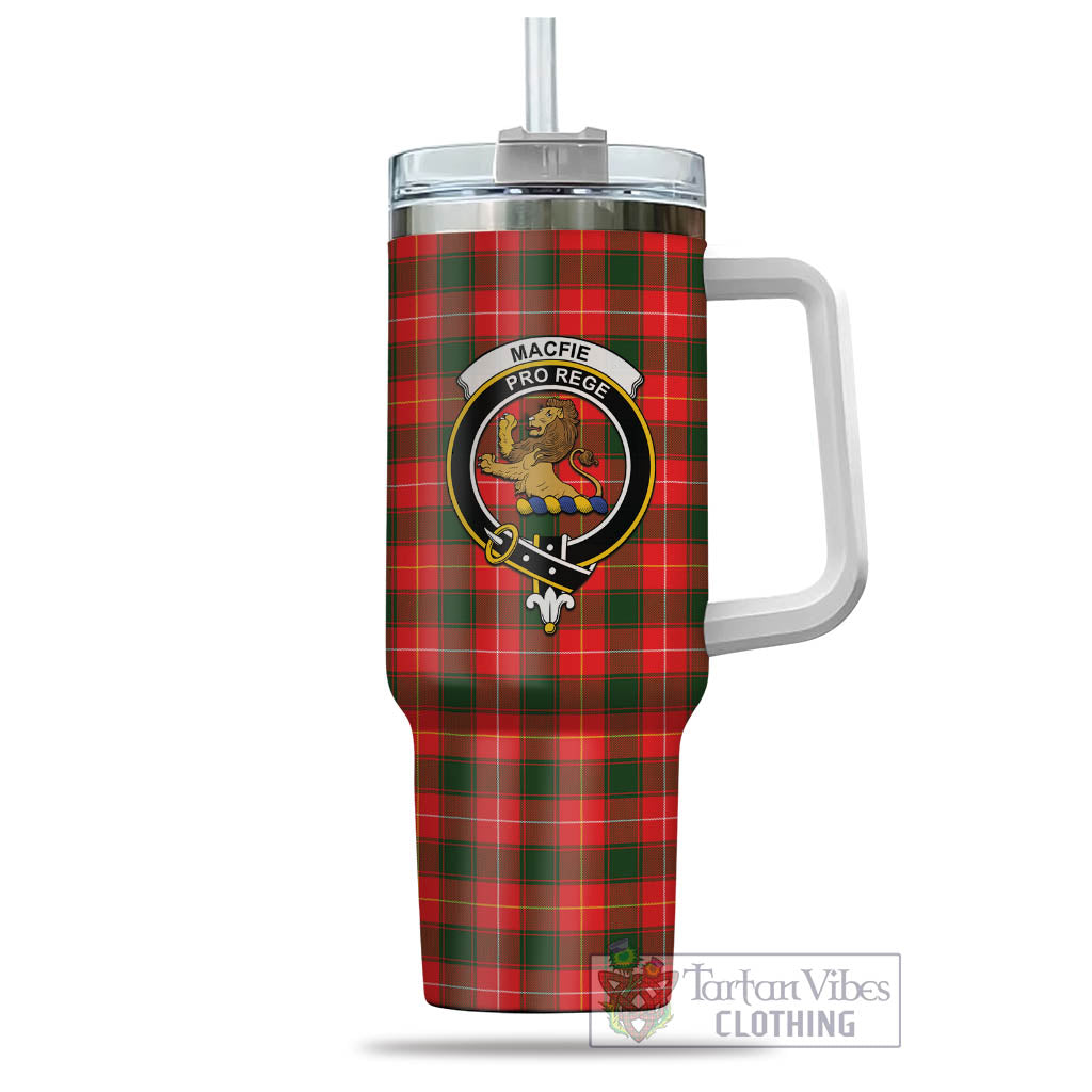 Tartan Vibes Clothing MacFie Modern Tartan and Family Crest Tumbler with Handle