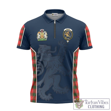 MacFie Modern Tartan Zipper Polo Shirt with Family Crest and Lion Rampant Vibes Sport Style