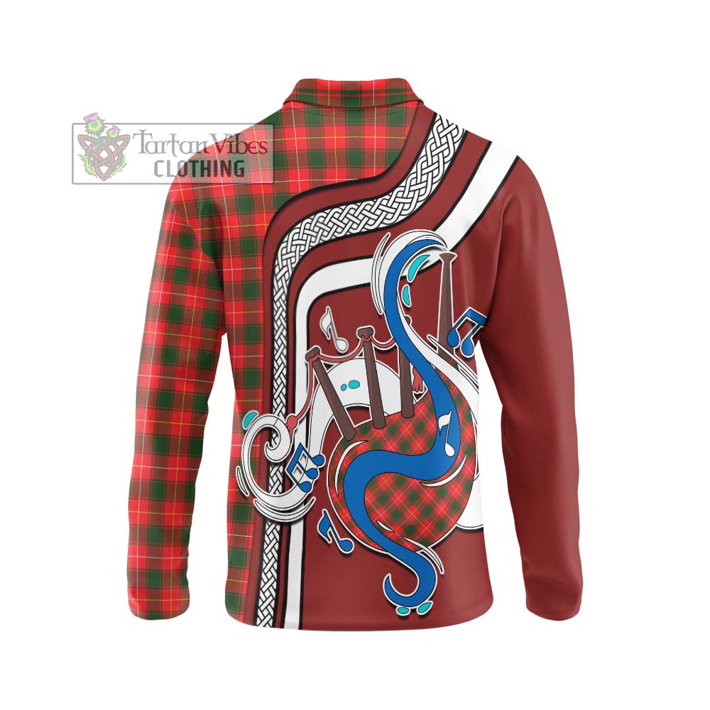 Tartan Vibes Clothing MacFie Modern Tartan Long Sleeve Polo Shirt with Epic Bagpipe Style