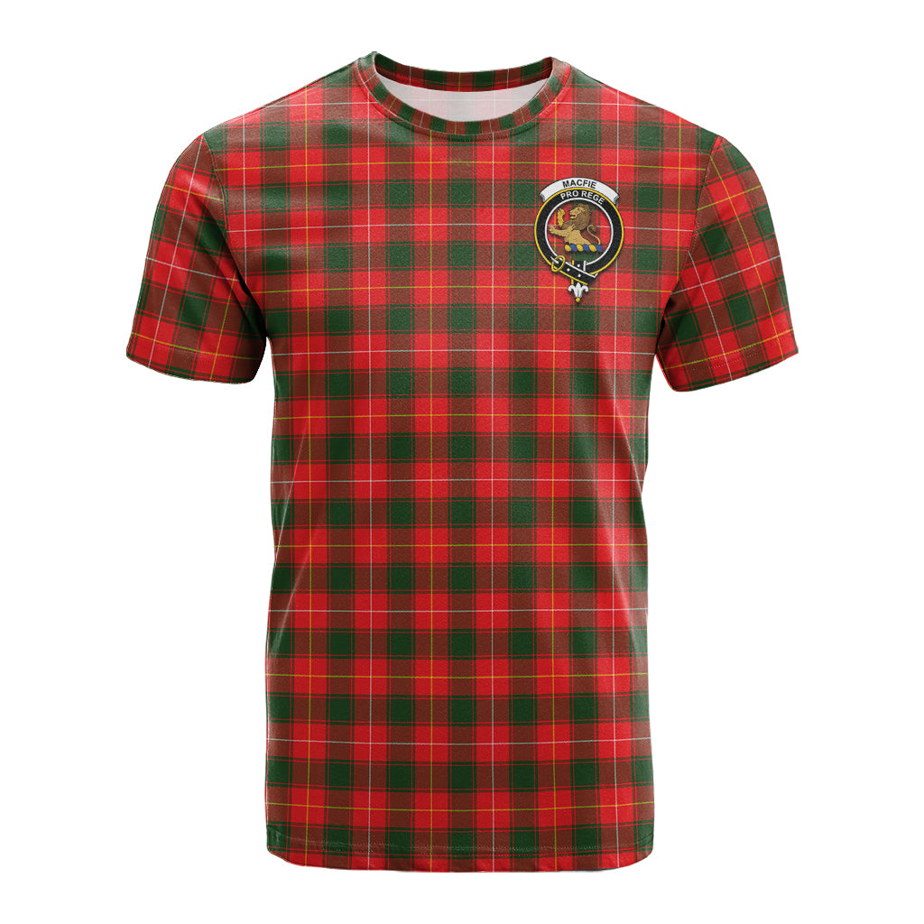 MacFie Modern Tartan T-Shirt with Family Crest - Tartan Vibes Clothing