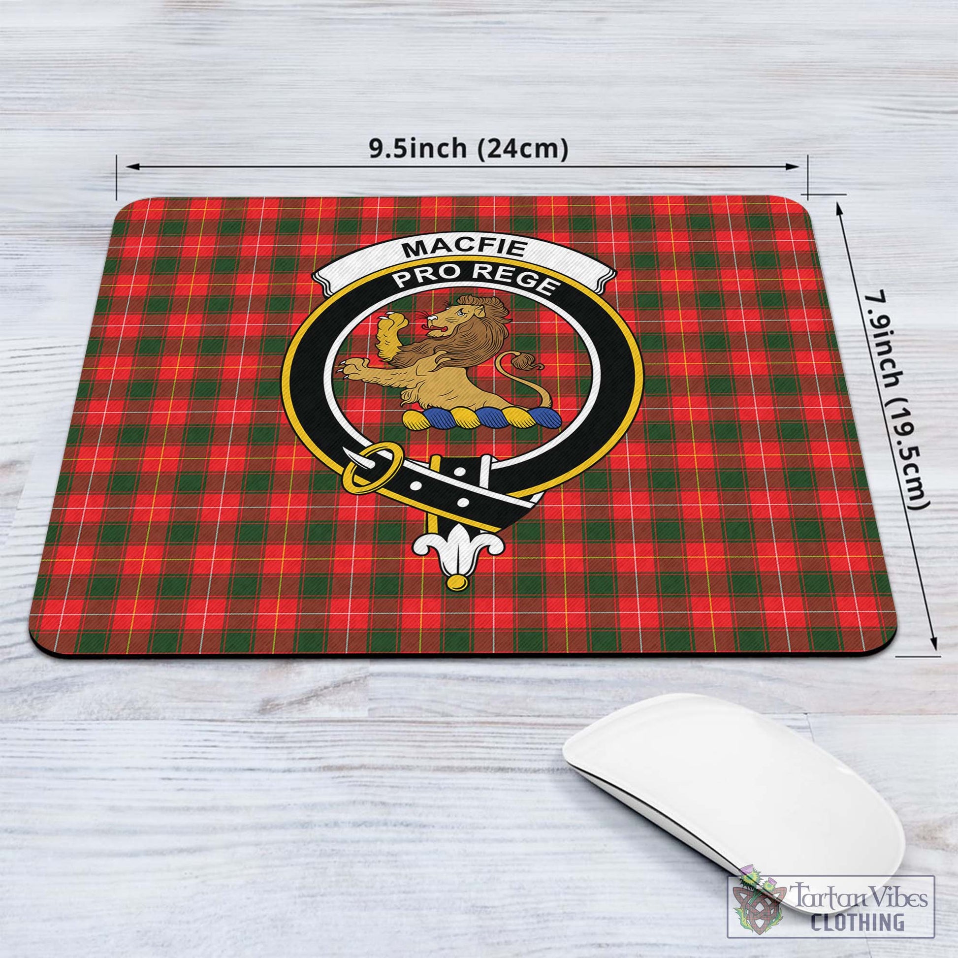 Tartan Vibes Clothing MacFie Modern Tartan Mouse Pad with Family Crest