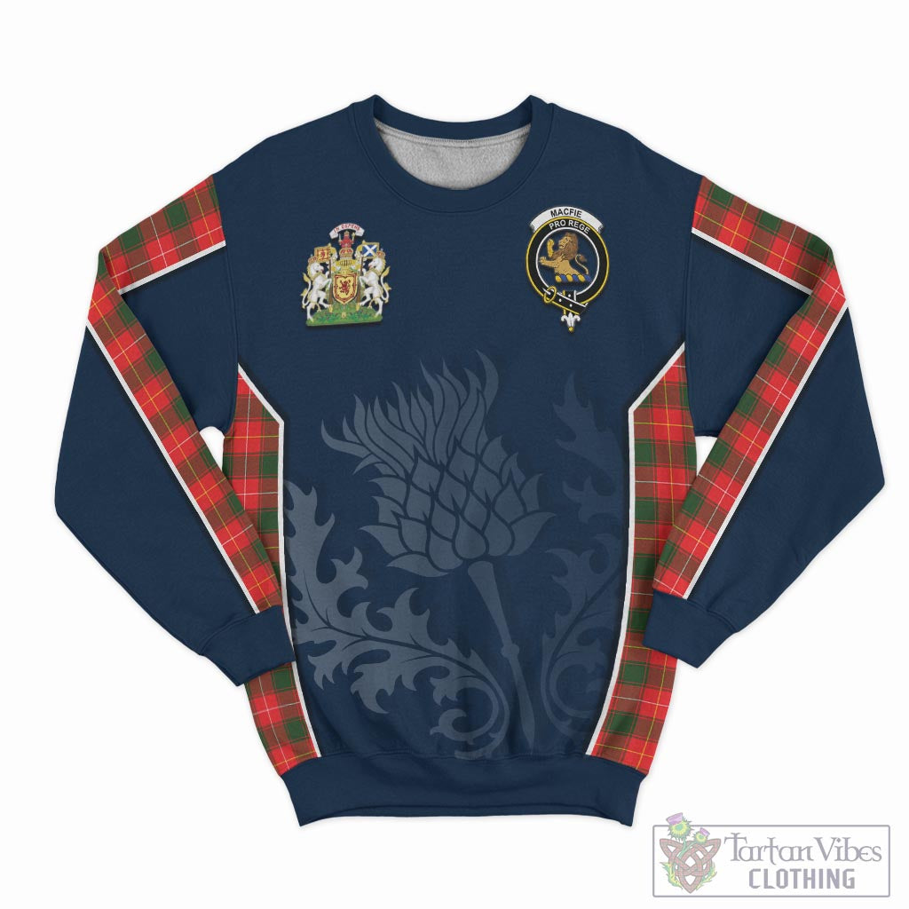 Tartan Vibes Clothing MacFie Modern Tartan Sweatshirt with Family Crest and Scottish Thistle Vibes Sport Style