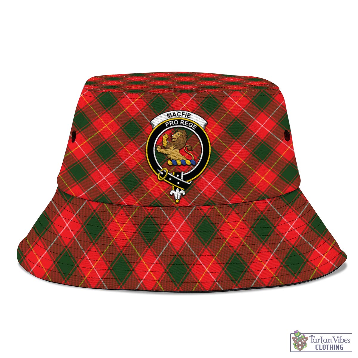 Tartan Vibes Clothing MacFie Modern Tartan Bucket Hat with Family Crest