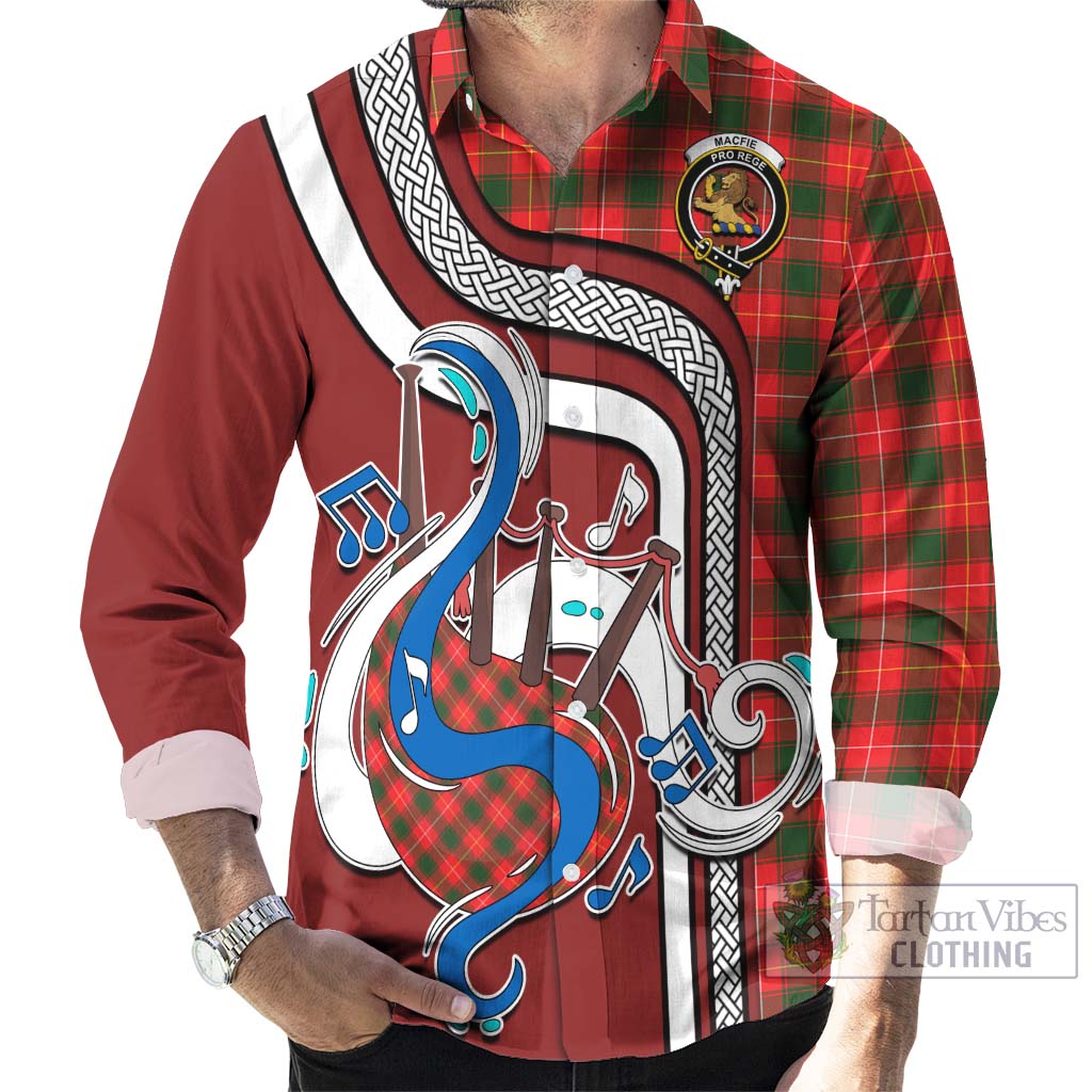 Tartan Vibes Clothing MacFie Modern Tartan Long Sleeve Button Shirt with Epic Bagpipe Style