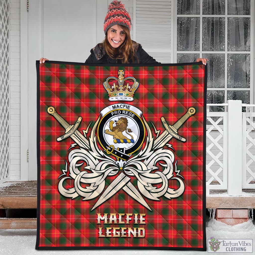 Tartan Vibes Clothing MacFie Modern Tartan Quilt with Clan Crest and the Golden Sword of Courageous Legacy