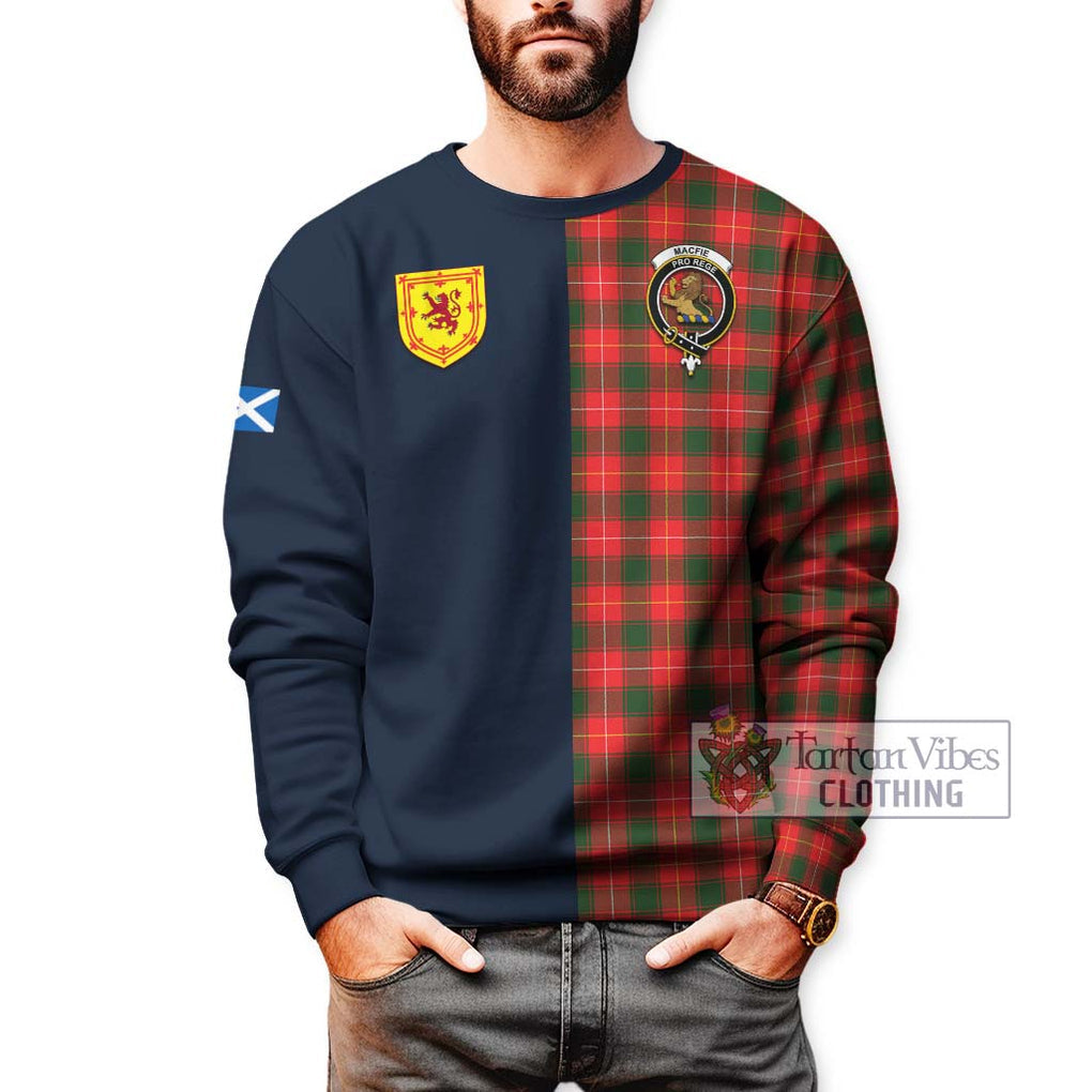 Tartan Vibes Clothing MacFie Modern Tartan Sweatshirt with Scottish Lion Royal Arm Half Style