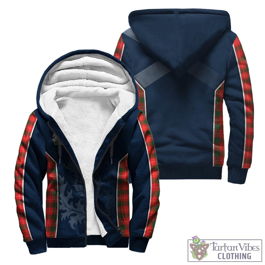 Tartan Vibes Clothing MacFie Modern Tartan Sherpa Hoodie with Family Crest and Scottish Thistle Vibes Sport Style