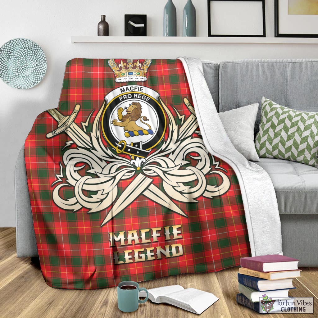 Tartan Vibes Clothing MacFie Modern Tartan Blanket with Clan Crest and the Golden Sword of Courageous Legacy