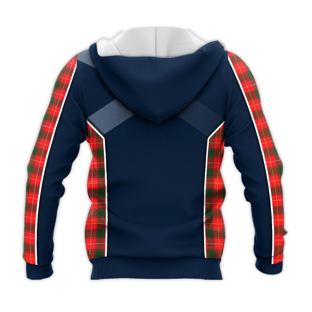 Tartan Vibes Clothing MacFie Modern Tartan Knitted Hoodie with Family Crest and Scottish Thistle Vibes Sport Style