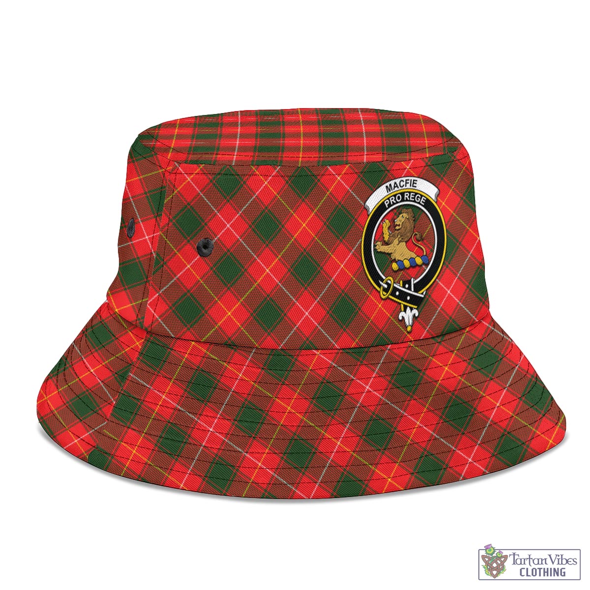 Tartan Vibes Clothing MacFie Modern Tartan Bucket Hat with Family Crest