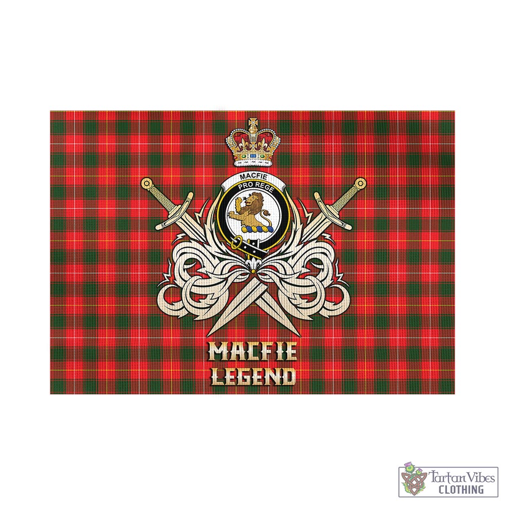 Tartan Vibes Clothing MacFie Modern Tartan Flag with Clan Crest and the Golden Sword of Courageous Legacy