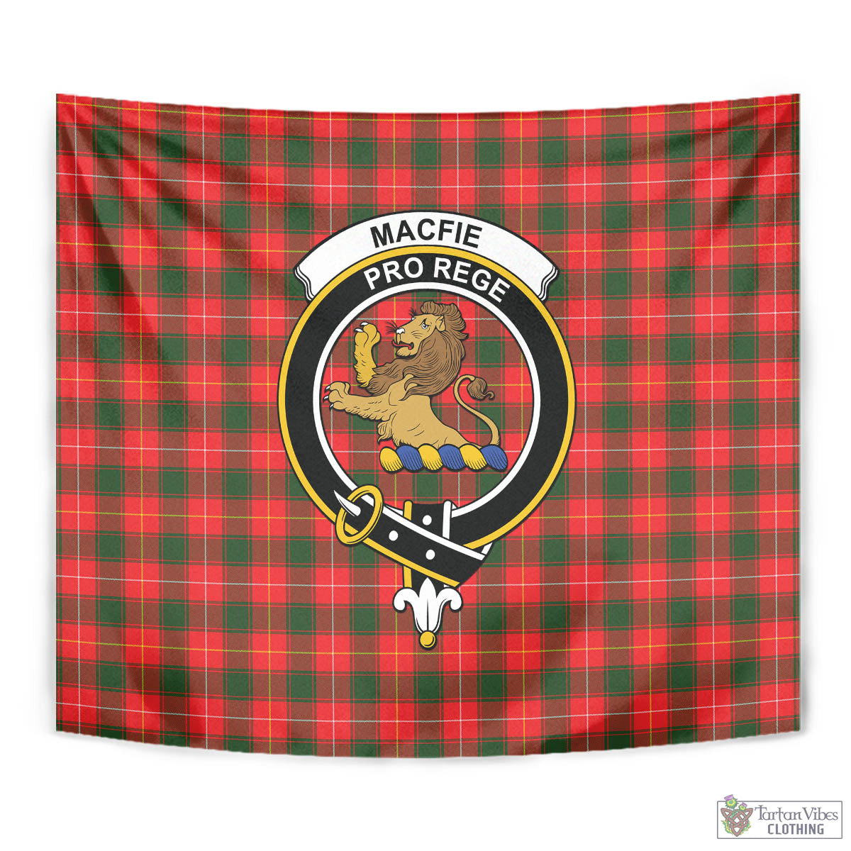 Tartan Vibes Clothing MacFie Modern Tartan Tapestry Wall Hanging and Home Decor for Room with Family Crest