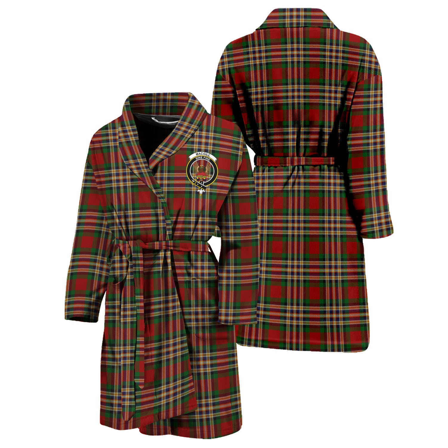 MacGill (MakGill) Tartan Bathrobe with Family Crest Unisex S - Tartan Vibes Clothing