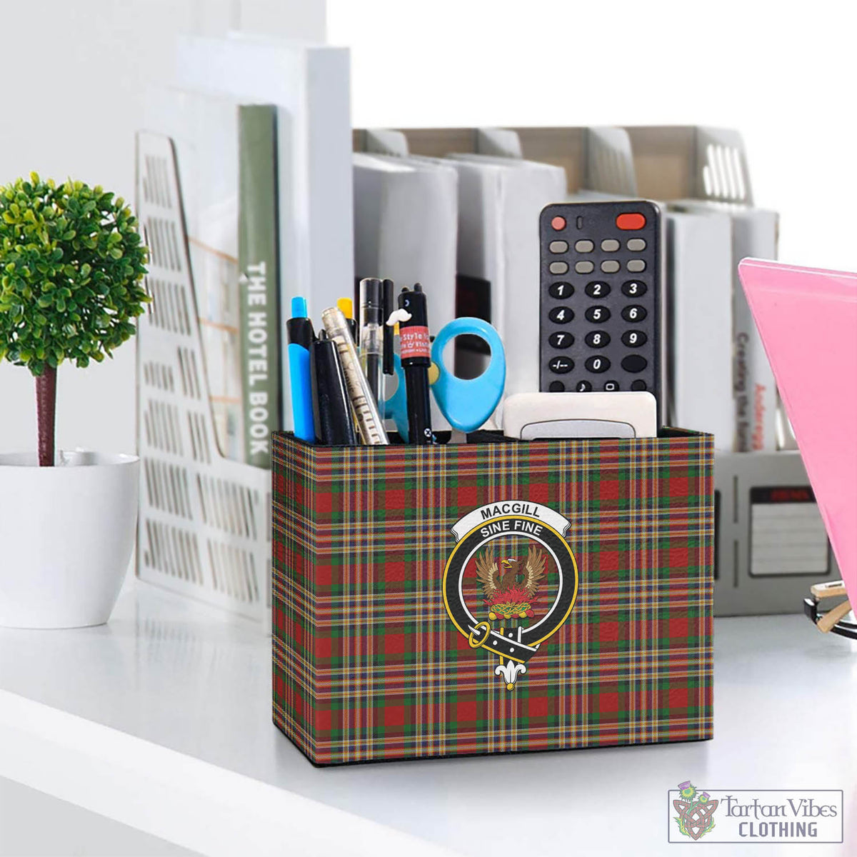 MacGill (MakGill) Tartan Pen Holder with Family Crest One Size 5.9"(L)*2.7"(W)*4.3"(H) - Tartan Vibes Clothing