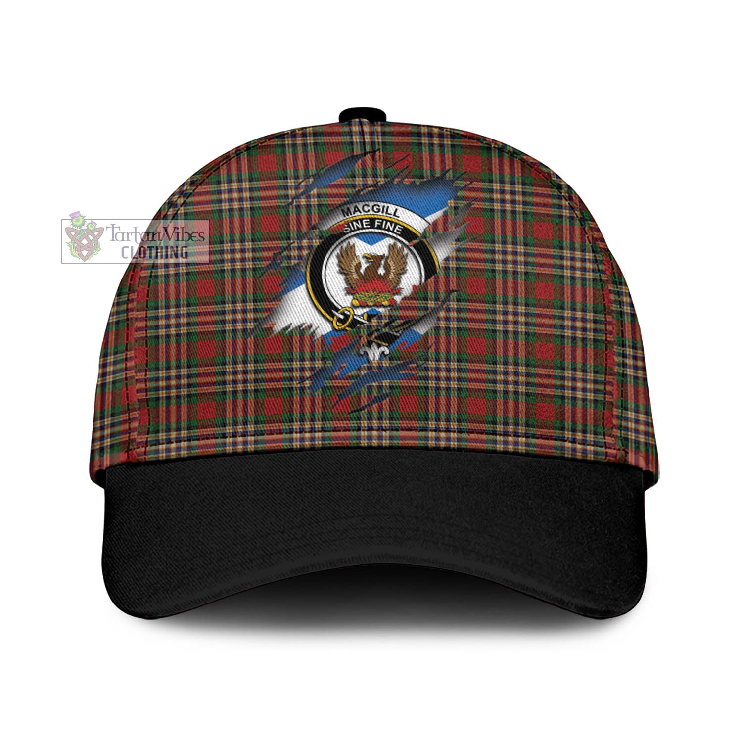 Tartan Vibes Clothing MacGill Tartan Classic Cap with Family Crest In Me Style