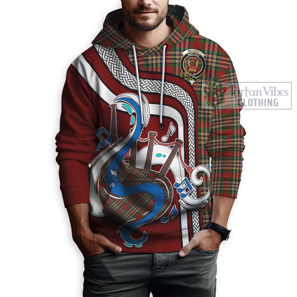 Tartan Vibes Clothing MacGill Tartan Hoodie with Epic Bagpipe Style