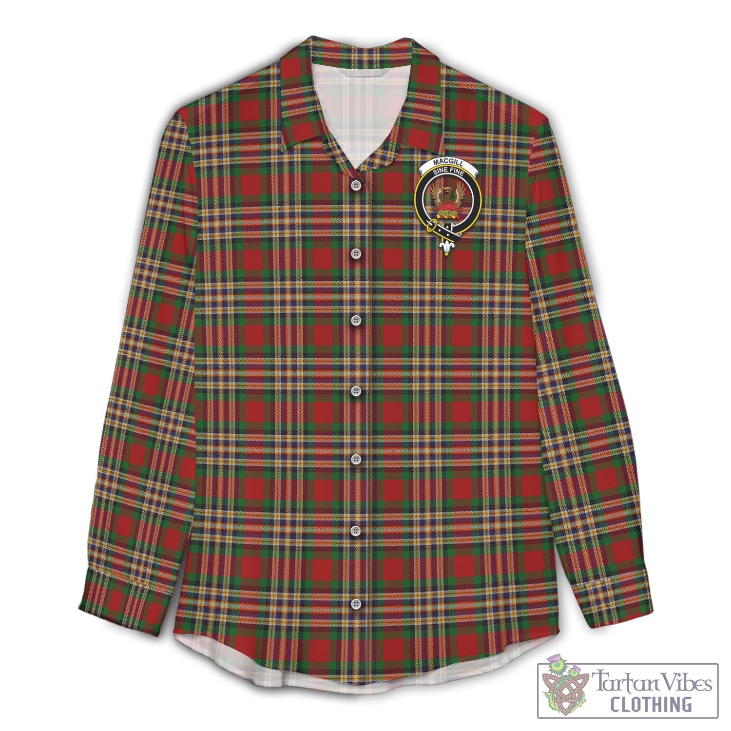 Tartan Vibes Clothing MacGill Tartan Womens Casual Shirt with Family Crest