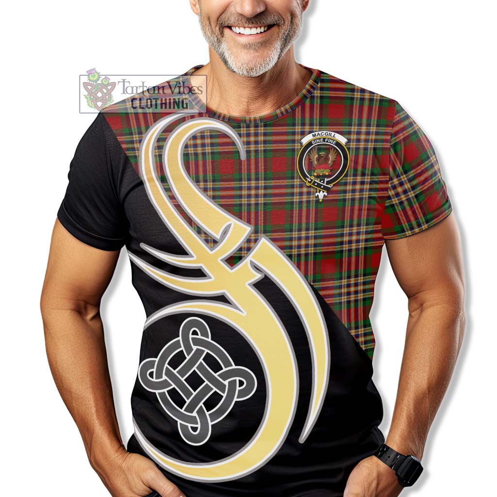 Tartan Vibes Clothing MacGill Tartan T-Shirt with Family Crest and Celtic Symbol Style