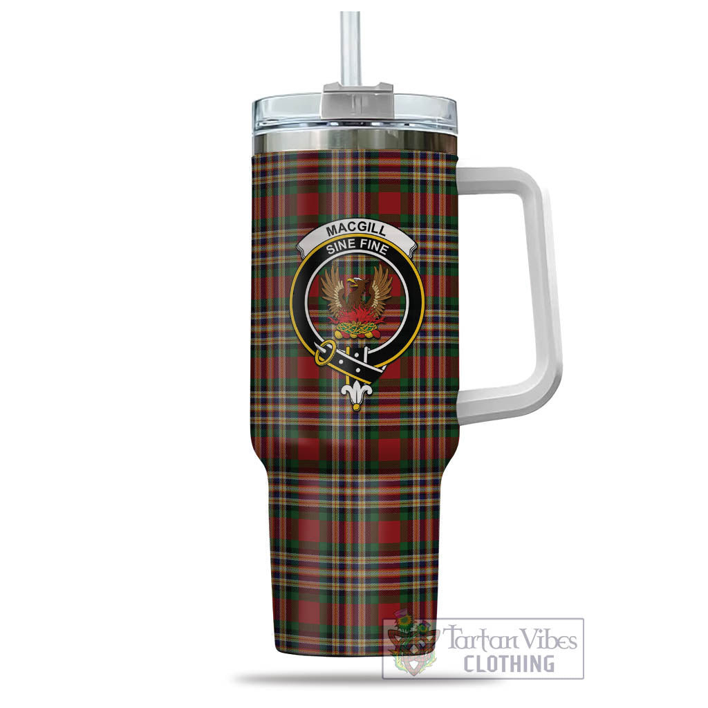 Tartan Vibes Clothing MacGill Tartan and Family Crest Tumbler with Handle