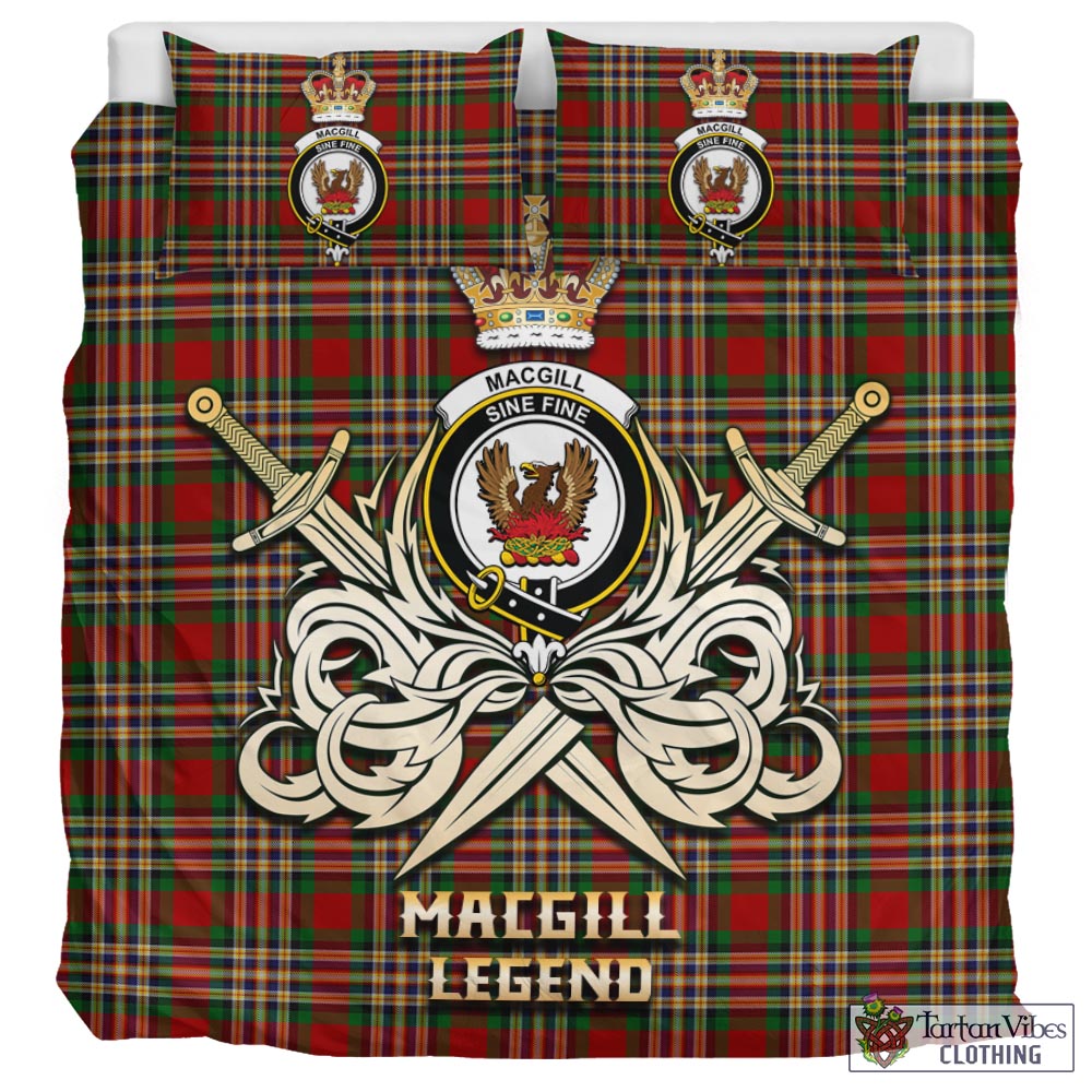 MacGill (MakGill) Tartan Bedding Set with Clan Crest and the Golden Sword of Courageous Legacy - Tartan Vibes Clothing