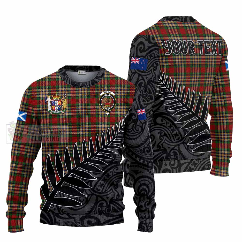 Tartan Vibes Clothing MacGill (MakGill) Crest Tartan Knitted Sweater with New Zealand Silver Fern Half Style