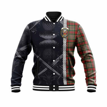 MacGill (MakGill) Tartan Baseball Jacket with Family Crest Cross Sword Thistle Celtic Vibes Unisex - Tartan Vibes Clothing