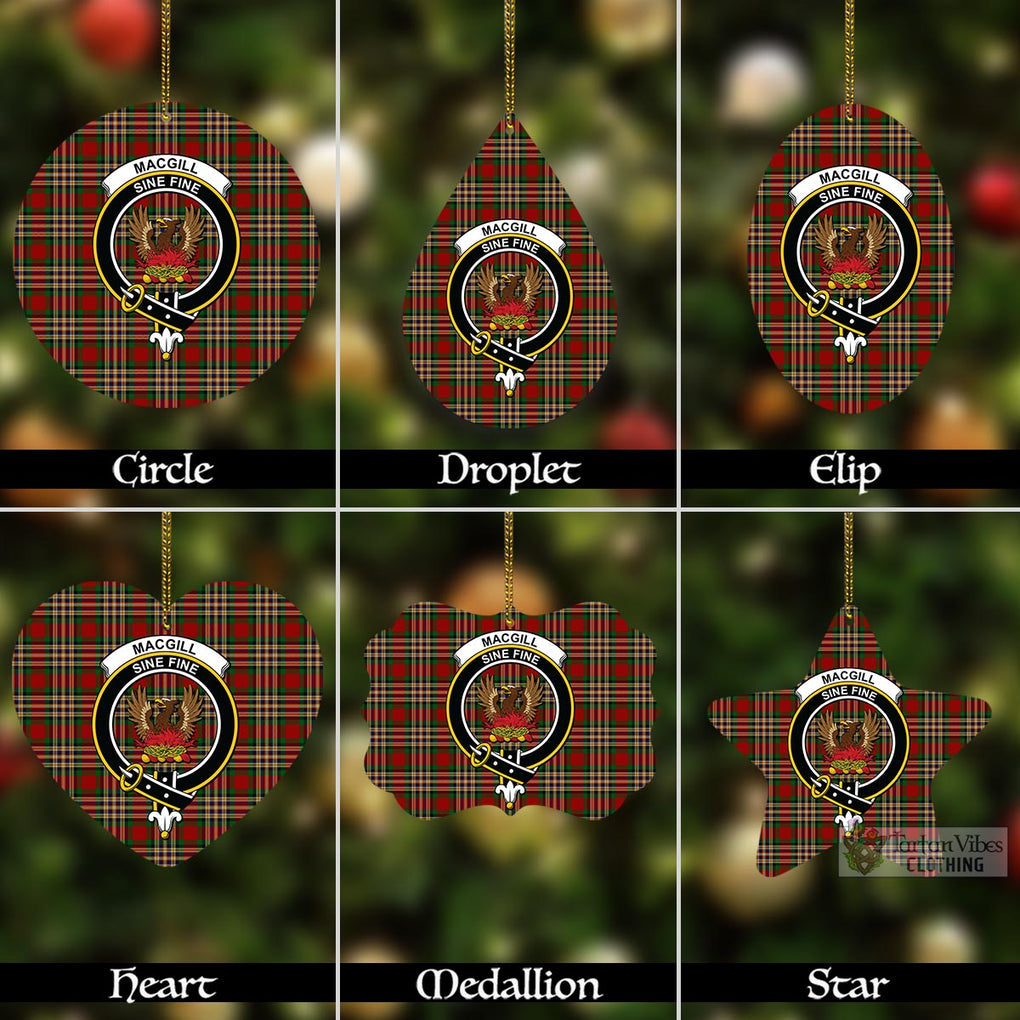 Tartan Vibes Clothing MacGill (MakGill) Tartan Christmas Aluminium Ornament with Family Crest