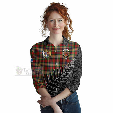 MacGill (MakGill) Crest Tartan Women's Casual Shirt with New Zealand Silver Fern Half Style