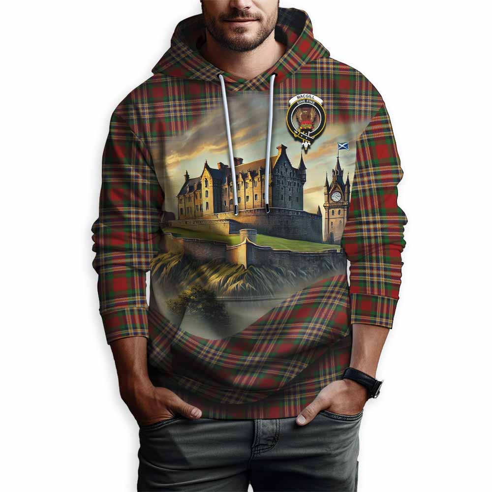 MacGill (MakGill) Tartan Family Crest Hoodie with Scottish Ancient Castle Style Pullover Hoodie - Tartan Vibes Clothing